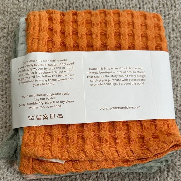 Golden & Pine Waffle Knit Dishcloths Set - Picture 2 of 2